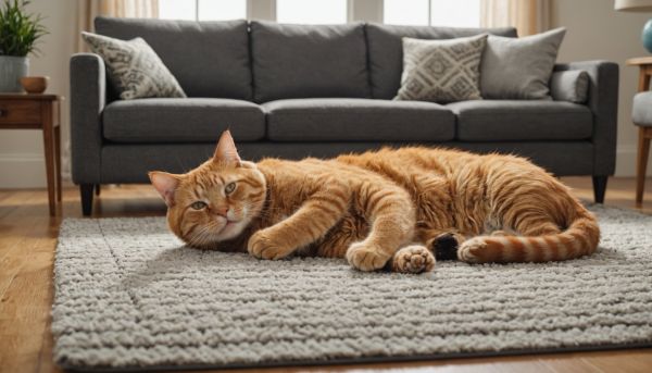 Les chats imitent parfois nos postures de relaxation sur le tapis